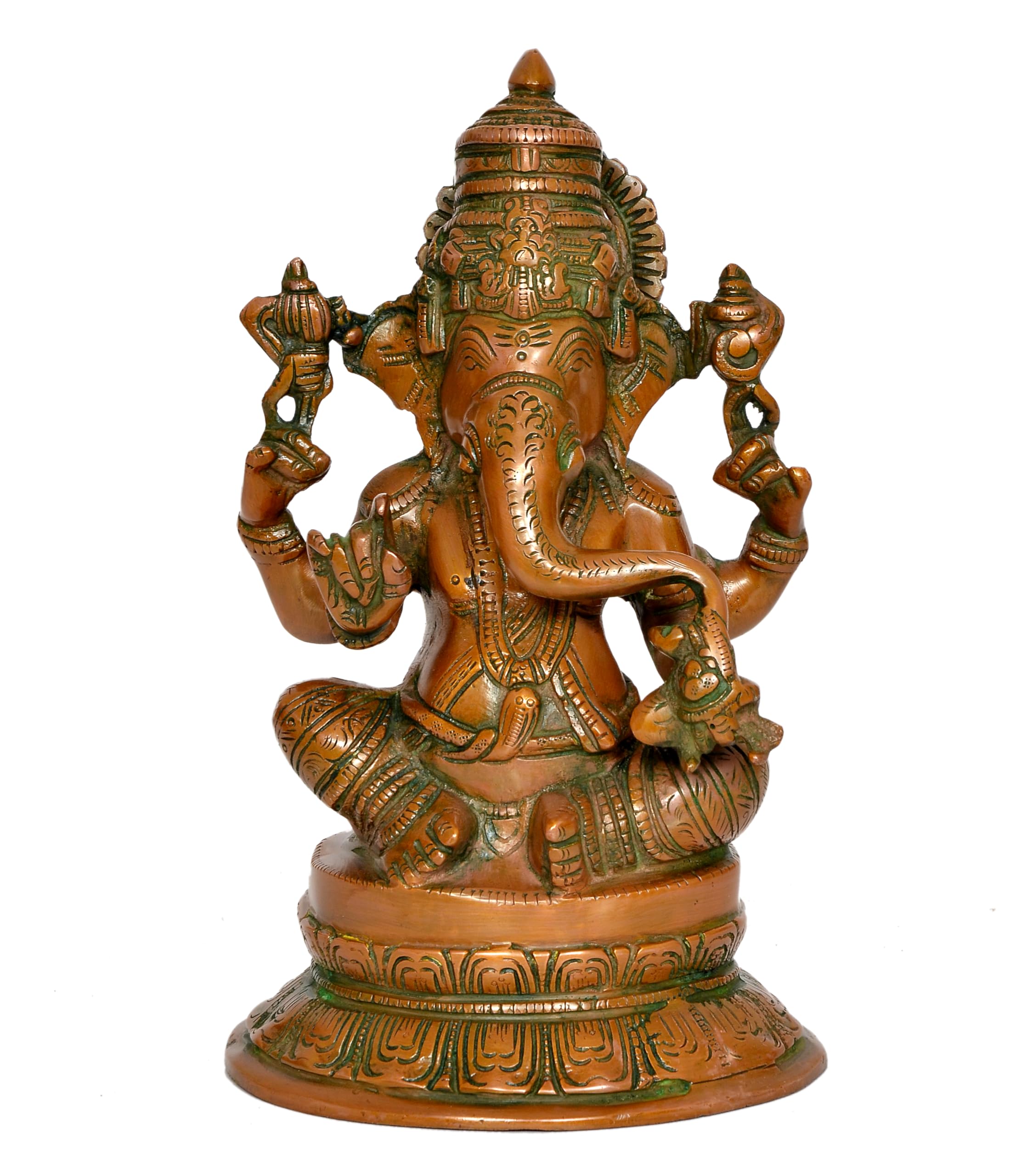 Dattatreya Brass Ganesh Statue Lord Ganesha Idol For Home Decor And Pooja Hindu God Ganapati Figurine (Height 10.5 Inch)